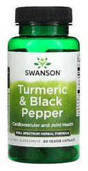 Swanson - Turmeric & Black Pepper - Kurkuma & Poivre Noir | Soutien Naturel pour la Santé des Articulations - 60 Gélules