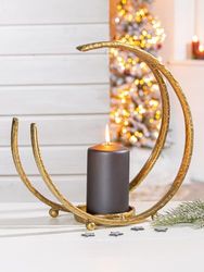 Candlestick, aluminium, goudkleurig, PU 1, L. 17 cm, W. 34 cm, H. 33 cm