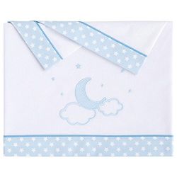 Pekebaby MOON BLÅ - Triptiska lakan bomull bil (35 x 75 cm)