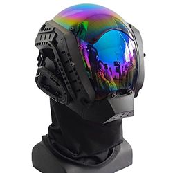 KYEDAY Punkmasker, cosplay voor mannen, mechanische sciencefiction-uitrusting, cosplay, halloweenmasker, geschikt voor feest, muziekfestival, accessoires (blauw)
