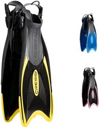Cressi Palau Fins - Aletas longas ajustáveis para mergulho e natação, preto/amarelo, barbatanas compridas, XS/S (35/38)