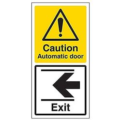 V Safety Automatic Door - Exit Arrow Left - 150mm x 300mm - Self Adhesive Vinyl