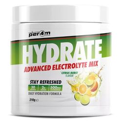 Per4m Hydration Electrolyte Mix Explosión Cítrica 210g – Mezcla de electrolitos sabor explosión cítrica para hidratación y reposición.