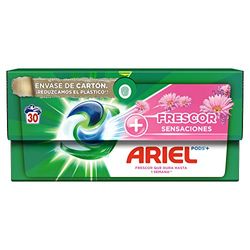 Ariel All-in-One Detergente Lavadora Liquido en Capsulas/Pastillas, 30 Lavados, Jabon Limpieza Profunda, Mas Frescor Sensaciones