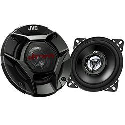 JVC CS-DR420 Altavoces Coaxiales de 2 vías de 100mm | Altavoces para el Coche con Sonido Potente de Calidad. Potencia de Pico 220W. Cono de Woofer de Mica de Carbono y Tweeter Balanceado de PEI