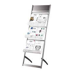 EUROPEL Display Floor Stand with Acrylic Brochure Holders for 3 x A3/6 x A4