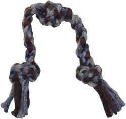 Dharma Dog Karma Cat, Jouet à Tirer Corde Nouée Résistante, 38 cm, Couleur Naturelle/Gris, pour Chien, Jouet interactif pour Chien Chiots, pour Rapporter et Tirer