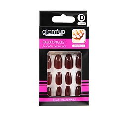 Glam’Up Paris - Faux Ongles - Pleine Couverture - Facile à Utiliser - 24 Faux Ongles par Boîte + Adhésifs Double Face - Forme Ballerine - N°117 - Rouge