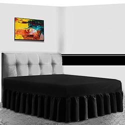 GC GAVENO CAVAILIA Percale Extra Deep Fitted Valance, Non Iron Frilled Sheets, Easy Care Plain Dyed Bedding 180 TC, Polycotton, Black, Single