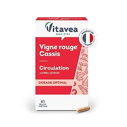 VITAVEA BIEN-ETRE - Complément Alimentaire Circulation - Vigne Rouge, Cassis - Jambes Légères et Circulation Veineuse - 40 gélules - Cure 40 jours - Fabriqué en France