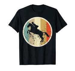 Vintage Retrò di Equitazione Equestre salto ostacoli Cavallo Maglietta