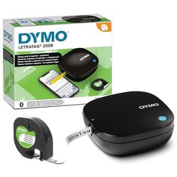 DYMO LetraTag 200B Bluetooth-etikettskrivare | Kompakt etikettskrivare | Ansluter till iOS och Android via trådlös Bluetooth-teknik | 1 etikettejp i vitt papper ingår