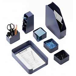 L8 Organizador de escritorio azul, material de oficina de diseño, juego de escritorio de material reciclado, portabolígrafos, bandeja de escritorio, accesorios para un mayor orden en la oficina