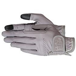 PFIFF 102599 paardrijhandschoen "Crystal Crown" met strass, grijs, S