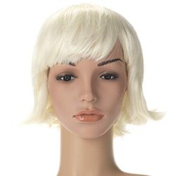 Stargazer - Parrucca di capelli sintetici, lunghezza media, con regolazione interna, per cosplay e costumi in bianco, 1 unità