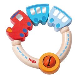 Haba 3871 - Aro de agarrar para bebé, design de comboio