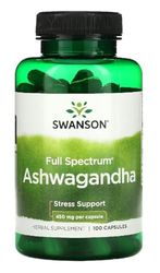 Swanson - Ashwagandha Extract 450mg | Apoyo Natural para el Alivio del Estrés y el Vigor - 100 Cápsulas