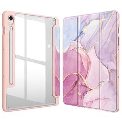 Fintie Hybrid Slim Case for Samsung Galaxy Tab S9 FE 10.9 Inch/Galaxy Tab S9 11 Inch 2023 with S Pen Holder, Shockproof Cover with Clear Transparent Back Shell, Auto Wake/Sleep, Dreamy Marble