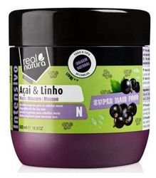 Real Natura - Maschera Super Hair Food Açai e Lino - 500ml - Nutrizione e riparazione profonda per capelli vitali e luminosi.