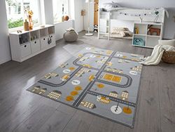 Hanse Home Town Vloerkleed, kinderkamer, kindertapijt, voor jongens en meisjes, laagpolig tapijt, modern, speelstraatmotief, zachte pool, onderhoudsvriendelijk, muis, mosterdgeel, 160 x 220 cm