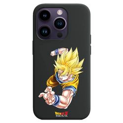 Personalaizer Goku beschermhoes voor iPhone 15 Pro, flexibel, zwart