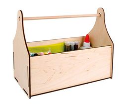 Rayher 69217000 Kit per lavoretti creativi manuali per bambini, set Bricolage Basico, contenuto 900 pezzi, vari materiali, con Cassetta porta attrezzi con manico in legno