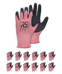 RS HERBST Gants de montage/Revêtement de protection en latex/Taille 10/12 paires/Rose et noir/Gants de montage/Gants de travail/Protection thermique à basse température