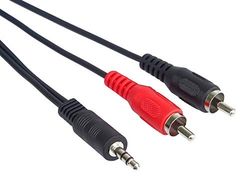 PremiumCord uttag till RCA kabel 3 m, uttagskontakt 3,5 mm till 2 x RCA-kontakt, uttag till RCA, stereoljud, för digitalkamera, TV, mobiltelefoner, MP3, HiFi, färg svart