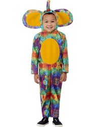 Toddler Colourful Elephant Costume, Hooded All In One, (T1)
