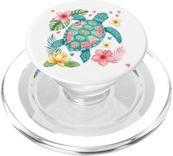 Tortuga marina floral PopSockets PopGrip para MagSafe