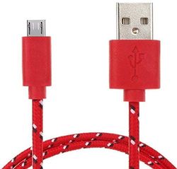 Flätad kabel 1M Micro-USB för Alcatel Idol 5 Android smartphone laddare USB-kontakt snörning nylontråd (röd)