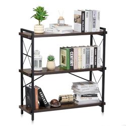 VEVOR Bibliothèque en métal, étagère Industrielle à 3 Niveaux, Petite bibliothèque de Rangement Vintage Rustique avec étagères Ouvertes, étagère de Rangement sur Pied, pour Salon, Chambre et Bureau