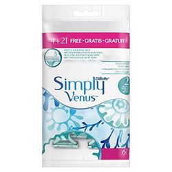 Gillette Venus 7702018070794 Simply Venus wegwerpscheermes voor dames, 2 scheermes met dubbel lemmet,6 stuks (pak van 1)