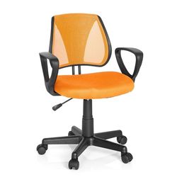 hjh OFFICE 725107 krzesło obrotowe dla dzieci i młodzieży KIDDY CD tkanina siatkowa pomarańczowa z regulacją wysokości oparcia, krzesło z podłokietnikami