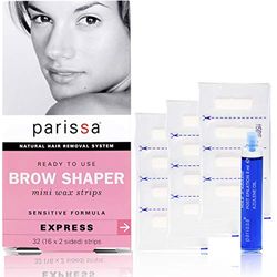 Parissa Eyebrow Wax Strips (32 Strips) - Hair Removal for Women Waxing Strips Kit - Wax Kit for Eyebrows - with After Care Azulene Oil