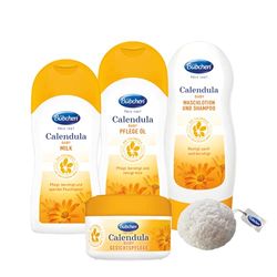 Bübchen Calendula Kit de soins pour bébé 4 pièces avec éponge Konjac