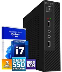 GMR Ultra Smart Mini i7 Office PC - Business Office Computer | 3 anni di garanzia | 16 GB RAM | 512 GB SSD | USB 3 | Windows 11 Prof | Bluetooth WiFi