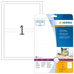 HERMA 5037 CD DVD inzet voor juwelendoosje hoezen A4 (273 x 183 mm, 25 velles, karton) geperforeerd, bedrukbaar, klinknagel klevende papieren omslag, 25 inlegger, wit