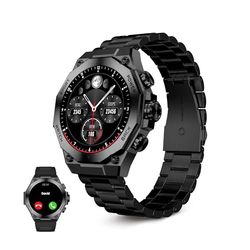 Ksix Titanium Smartwatch da uomo, orologio sportivo, chiamate e notifiche, cinturino in acciaio e silicone, display AMOLED, monitoraggio della salute e dello sport, assistenti vocali, autonomia 5