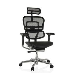 hjh OFFICE Chaise de Bureau Ergonomique ERGOHUMAN GEN 2 Design Original, Utilisation 24h/24, Fauteuil de Bureau avec Soutien Lombaire Flexible, Assise rembourrée en Cuir, Dossier résille Noir