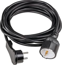 as - Schwabe 50522 Rallonge de 5 m avec fiche Plate – Rallonge avec fiche de Contact de Protection et raccord de Terre – pour l'intérieur – Extrêmement Plat – 230 V, 16 A – IP20 – Noir