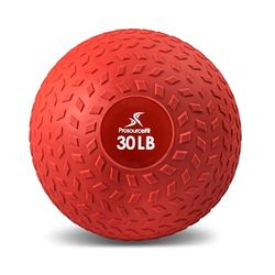 ProsourceFit Slam Medicine Balls Smooth and Tread Textured Grip Dead Weight Balls for Strength and Conditioning Exercises, Cardio and Core Workouts, Tread - Red, 30 LB