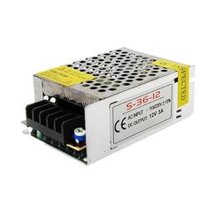Fuente de alimentación 36W 12VDC para tiras LED, ideal para iluminación decorativa y proyectos de electrónica.