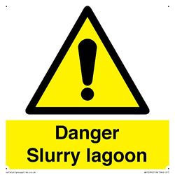 Señal de laguna con texto en inglés "Danger Slurry S15, 150 x 150 mm