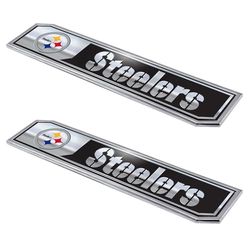 FANMATS NFL - Pittsburgh Steelers 2 Piece Heavy Duty Alumnium Truck Emblem Set, Black, 1.75" x 8"