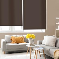 Blindecor Ara | Estore de rolo translúcido liso, castanho escuro, 140 x 250 cm (largura por altura), tamanho do tecido 137 x 245 cm, estores para janelas