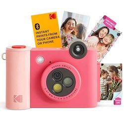 KODAK Smile+ draadloze digitale instant camera met effectveranderende lens, 2 x 3 inch ZINK-fotoprints met zelfklevende achterkant, compatibel met iOS- en Android-apparaten - Fuchsia