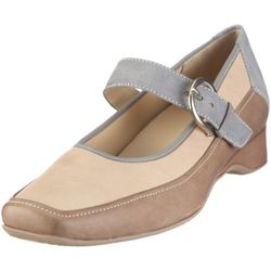 Hassia dam Genua, bred K pumps, Beige bomull multi - 41 1/3 EU X-Weit