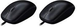 Logitech M100 Wired USB Mouse 3 Buttons 1000 DPI Optical Tracking, For left and right handed users, Compatible with PC, Mac, Laptop - Black (Pack of 2)