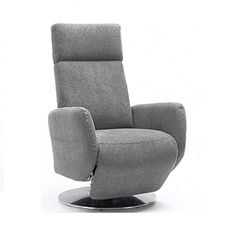 CAVADORE Cobra - Sillón para televisión con 2 Motores eléctricos y batería (función Relax, función reclinable, ergonomía L, 71 x 112 x 82, soporta hasta 130 kg), Color Gris